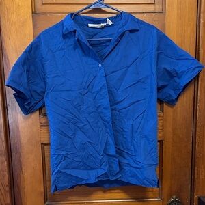 Vintage Elegant Royal Blue Women's Button Down Shirt